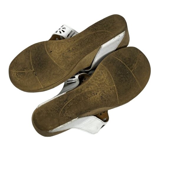 Clarks Womens Cut‎ Out Thong Slip On Cork Wedge Sandal White Size 9M - Picture 3 of 3